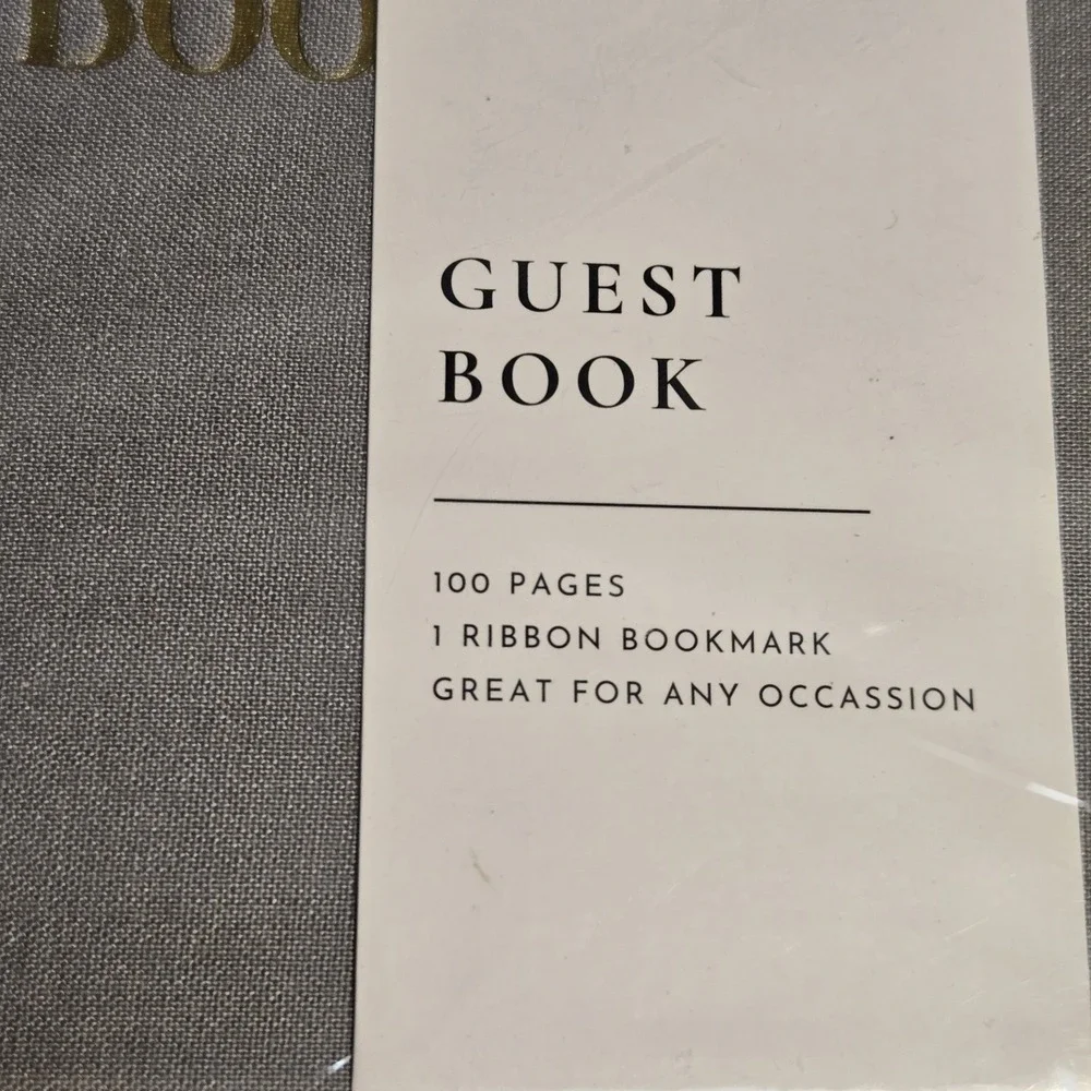 NEW Lamare Guest Book Gray Linen 100 Pages Ribbon Bookmark Any Occasion Wedding